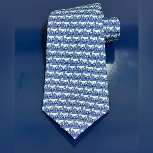 Vineyard Vines Democratic Party Donkey Tie Blue White Silk Mens Marthas Vineyard